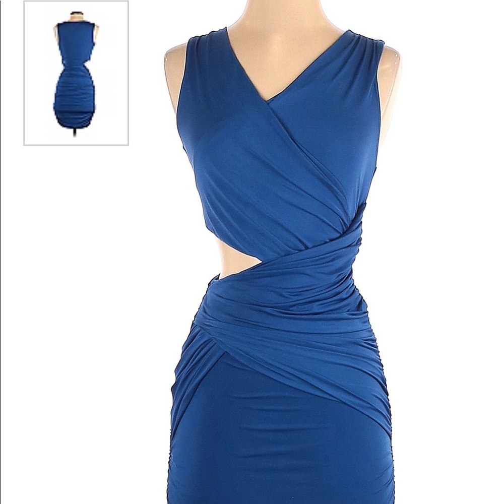Bebe Royal Blue V-Neck Mini Dress